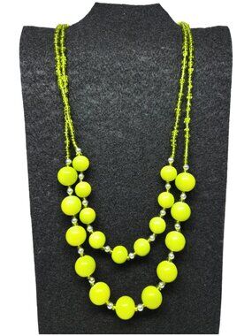 Vintage Green Beaded Necklace 20"